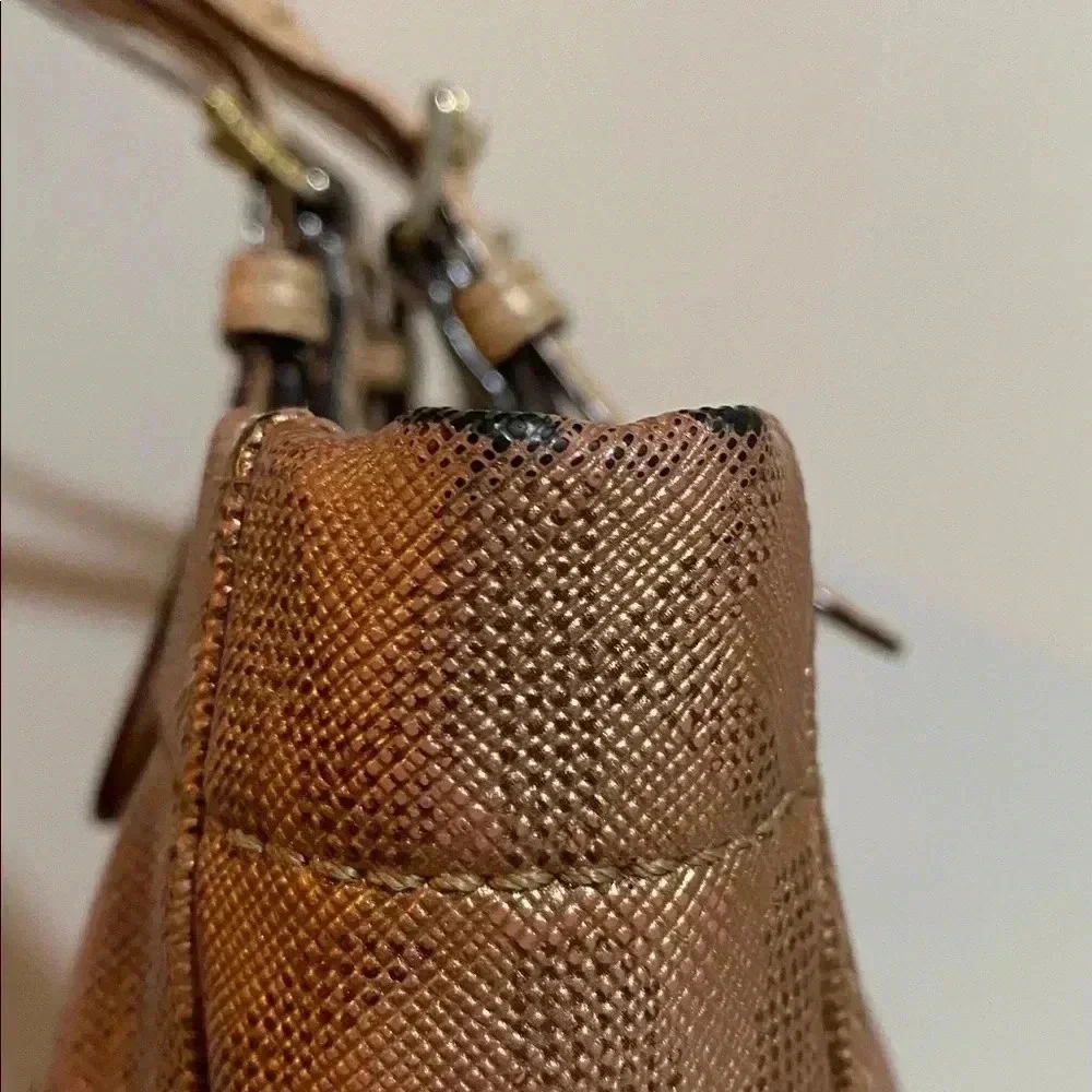 Michael kors bronze canvas hobo handbag